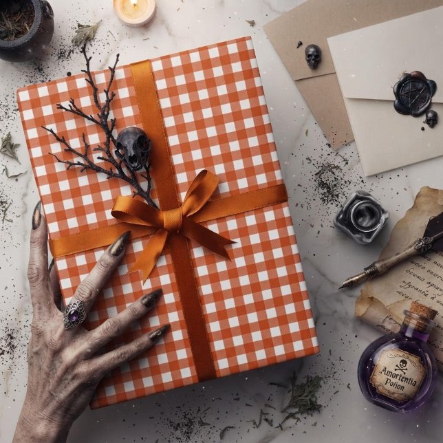 Papel De Presente Xadrez de Gingham Laranja (Criador carregado)