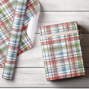 Papel De Presente Xadrez de inverno da Rússia festiva