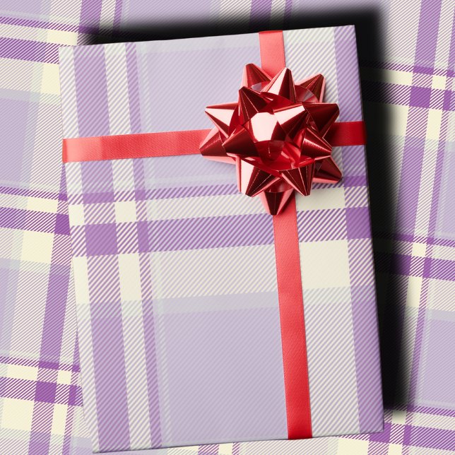Papel De Presente Xadrez de Lavanda Clássico Elegante Natal (Criador carregado)