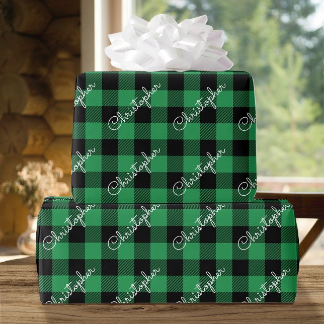 Papel De Presente Xadrez de Natal Buffalo Nome Personalizado Russo V (Criador carregado)