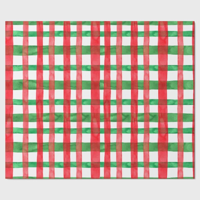 Papel De Presente Xadrez de Natal de Aquarela (Barra)