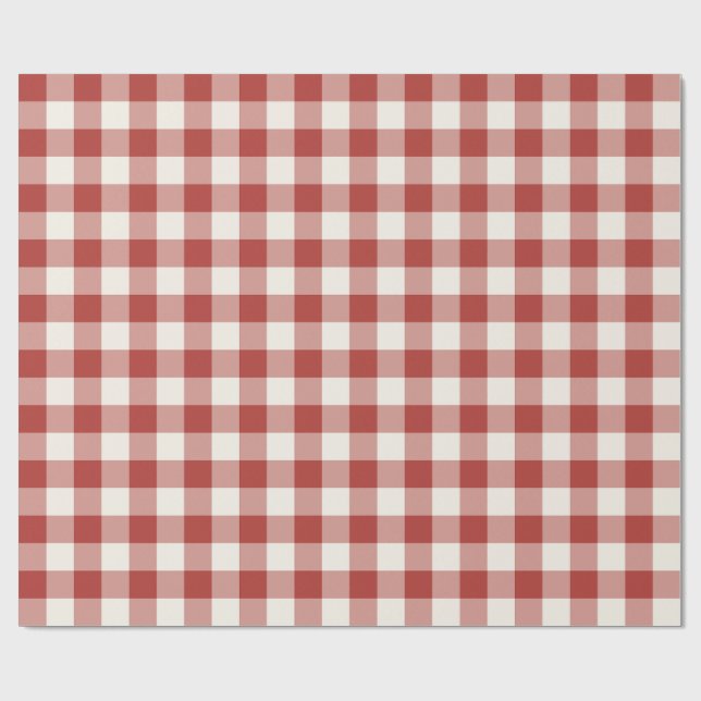 Papel De Presente Xadrez de Natal Gingham Clássico Vermelho (Aberto)