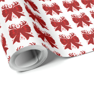 Papel De Presente Xadrez de Natal Padrão Vermelho Feliz Natal