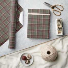 Papel De Presente Xadrez de Natal Sage Berry Verde e Purple Dark