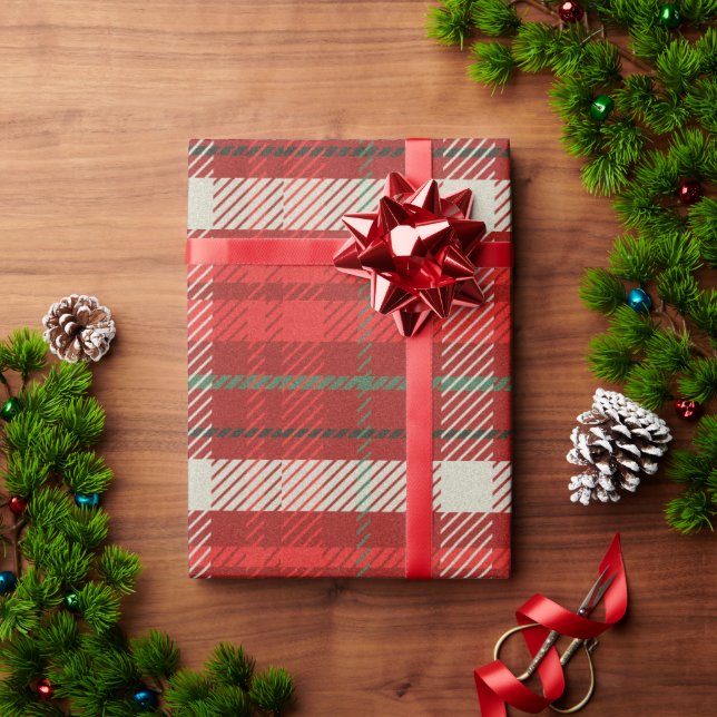 Papel De Presente Xadrez de Natal Tartan (Presente de Natal)