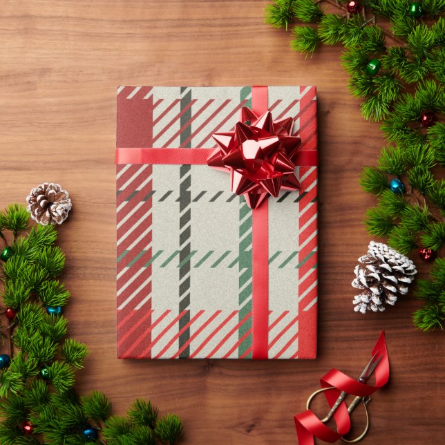 Papel De Presente Xadrez de Natal Tartan (Presente de Natal)