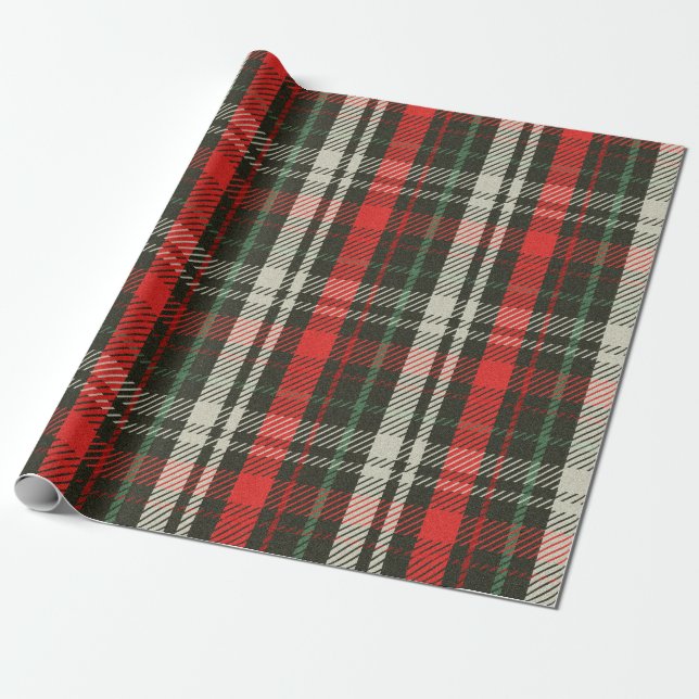 Papel De Presente Xadrez de Natal Tartan (Desenrolado)