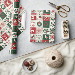 Papel De Presente Xadrez de Natal tradicional