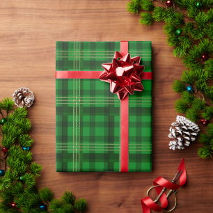 Papel De Presente Xadrez de Natal tradicional clássico do país