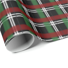 Papel De Presente Xadrez de Natal Verde e Preto Vermelho