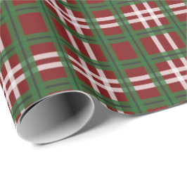 Papel De Presente Xadrez de Natal Verde e Vermelho