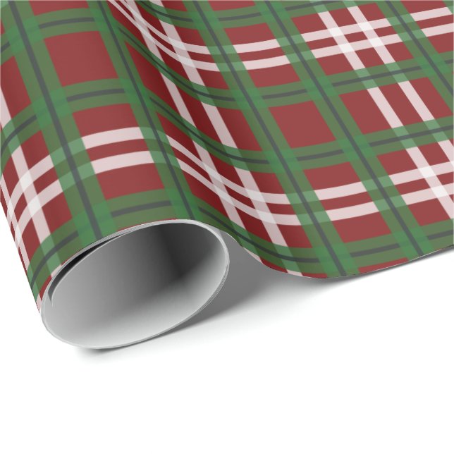 Papel De Presente Xadrez de Natal Verde e Vermelho (Ponta do rolo)