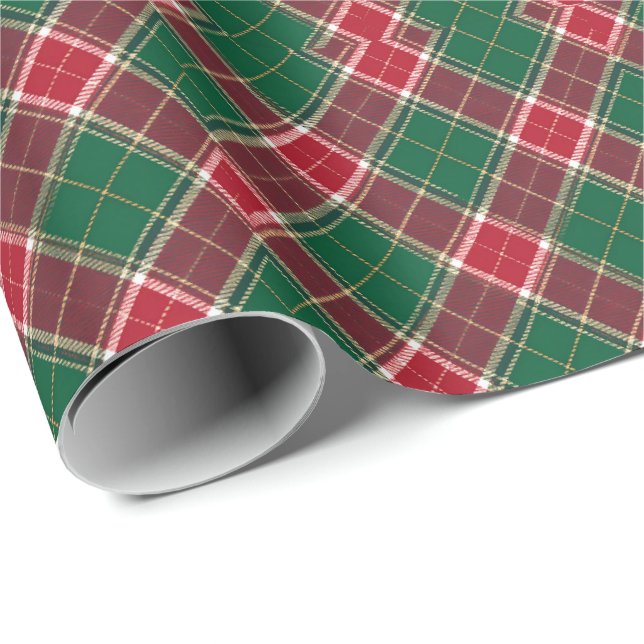 Papel De Presente Xadrez de Natal Verde e Vermelho (Ponta do rolo)