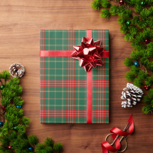 Papel De Presente Xadrez de Natal Vermelho e Verde