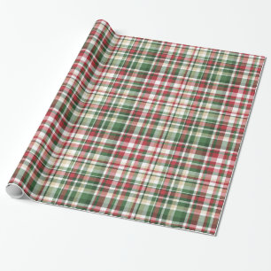 Papel De Presente Xadrez de Natal XMAS Tartan Red Gre Wrappaper