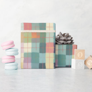 Papel De Presente Xadrez de pastel em amarelos de pinks e verde-minú