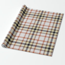 Papel De Presente Xadrez de Tartan Preto Amarelo Branco