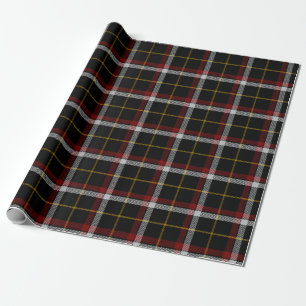Papel De Presente Xadrez de Tartan Preto do Clã Escocês