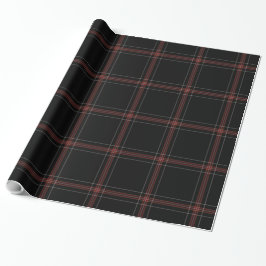Papel De Presente Xadrez de Tartan Preto Vermelho