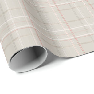 Papel De Presente Xadrez de Tradição Cozy Cabin Dourado Beige Natal