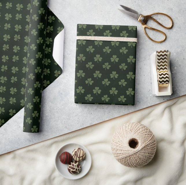 Papel De Presente Xadrez de Trevo Verde Escuro (Artesanato)
