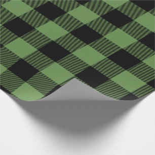 Papel De Presente Xadrez de Verificação de Búfalo Verde e Negro d