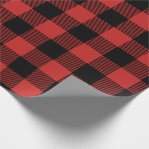 Papel De Presente Xadrez de Verificação de Búfalo Vermelho e Negr