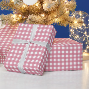 Papel De Presente Xadrez de verificação de Gingham branco rosa