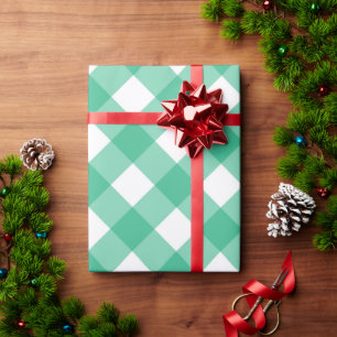 Papel De Presente Xadrez de Verificação Gingham Verde Negrito