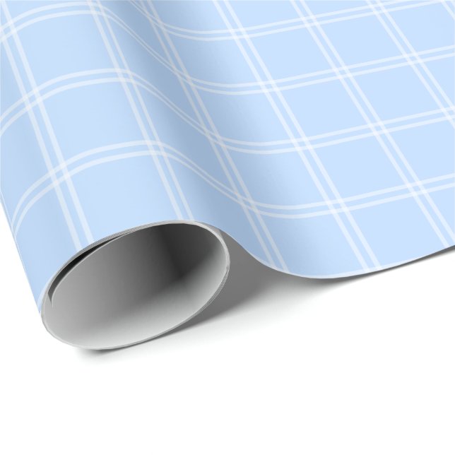 Papel De Presente Xadrez de Vidro de Janela Azul Pastel (Ponta do rolo)