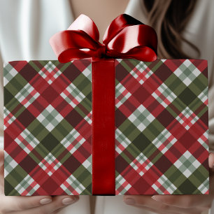 Papel De Presente Xadrez do estilo Tartan de Natal Festivo Clássico