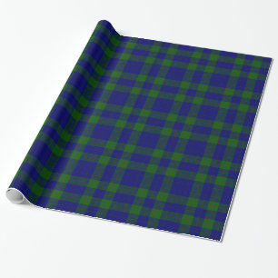 Papel De Presente Xadrez do verde azul do tartan do clã de Barclay