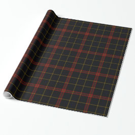 Papel De Presente Xadrez Dourada de Tartan azul-preto
