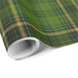 Papel De Presente Xadrez Dourada de Tartan verde