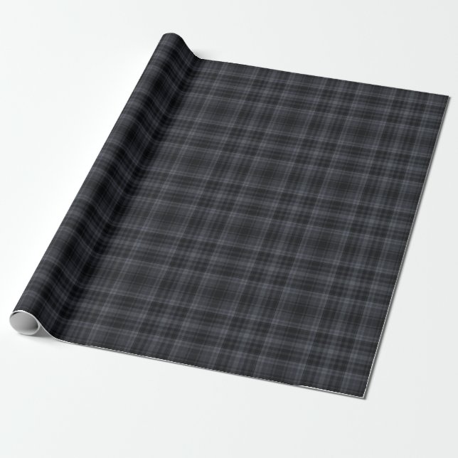 Papel De Presente Xadrez Elegante de Tartan Aestético Preto (Desenrolado)