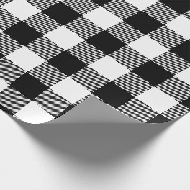 Papel De Presente Xadrez enorme branca & preta do Natal do búfalo da (Ponta)