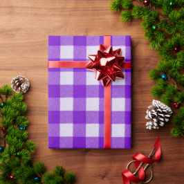 Papel De Presente Xadrez Escocês Gingham na Moda Presente Roxo