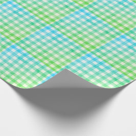 Papel De Presente Xadrez Escocês Gingham Verde Lima Azul Moderno Sim