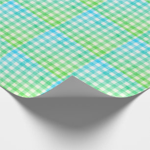 Papel De Presente Xadrez Escocês Gingham Verde Lima Azul Moderno Sim