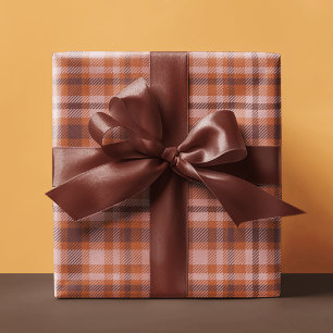 Papel De Presente Xadrez Escocês Marrom Elegante Personalizado
