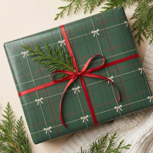 Papel De Presente Xadrez Escocês Moderno e Ousado Vermelho e Verde c