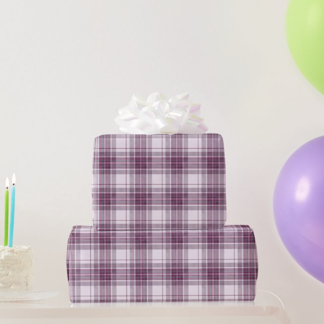 Papel De Presente Xadrez Escocês Roxo Herança (Presentes para festas)