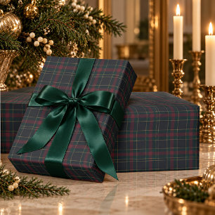 Papel De Presente Xadrez Escocês Verde Borgonha Azul Marinho Dinheir