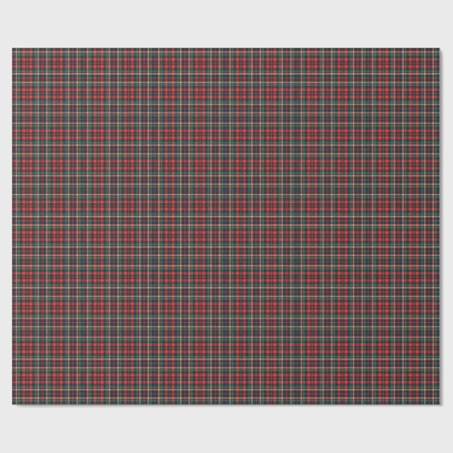 Papel De Presente Xadrez Escocês Vermelho e Verde Tradicional (Aberto)