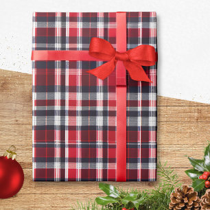 Papel De Presente Xadrez Escocês Vermelho Estilo Natalino
