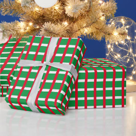 Papel De Presente Xadrez escocês vermelho verde e branco de Natal