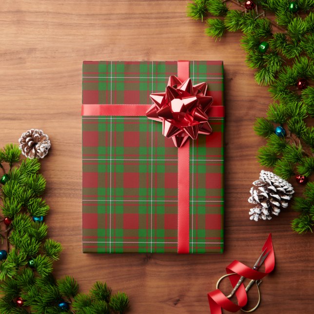 Papel De Presente Xadrez escocesa vermelha e verde de Tartan (Presente de Natal)
