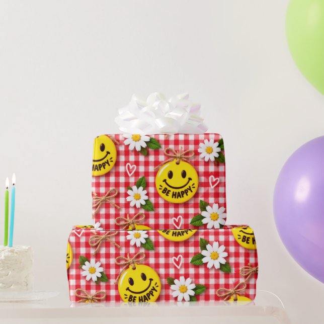 Papel de Presente Xadrez Feliz (Presentes para festas)