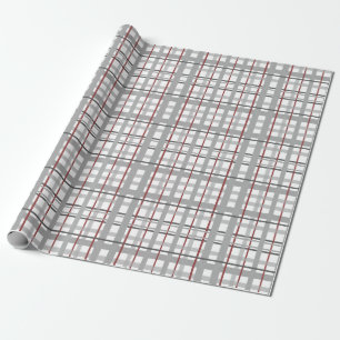 Papel De Presente Xadrez Feliz Celebração Cinza Prata Vermelho Xadre
