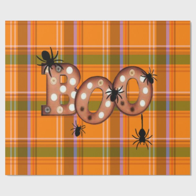 Papel De Presente Xadrez fofo de Halloween  (Aberto)